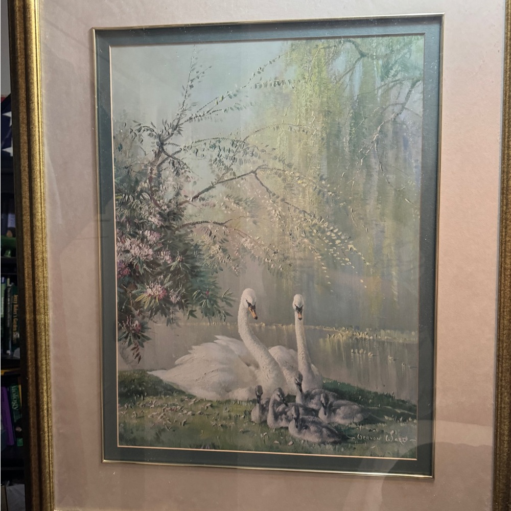Vintage Vernon Ward signed, framed lithograph.